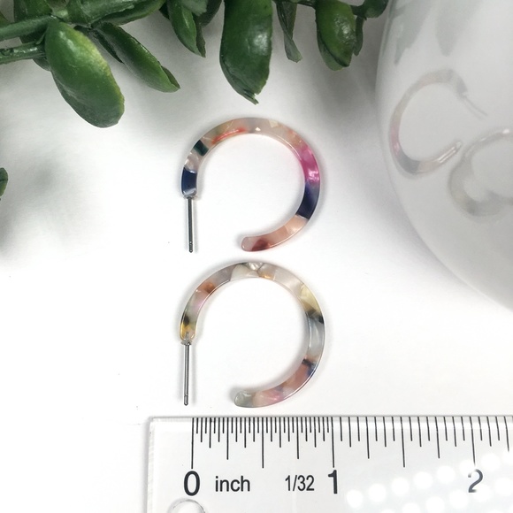 Colorful Mini Resin Hoop Earrings (Light) - Picture 3 of 5